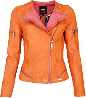 MAZE Damen Lederjacke Diamond Orange L