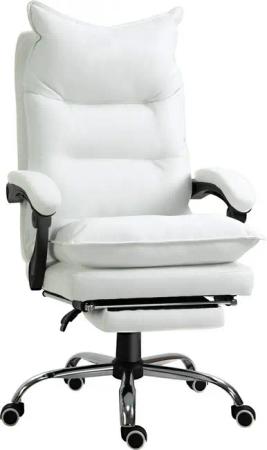 MC Star Bürostuhl mit Liegefunktion, Schreibtischstuhl mit Fußstütze, höhenverstellbarer (Drehstuhl, Rückenlehne, Weiß)