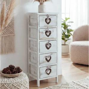 MCW Kommode Sues-5, Großer Stauraum, 5 Schubladen, Mit Herzornamenten