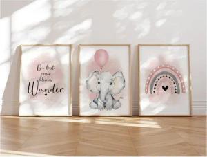 MeinBaby123® Poster Bilder Kinderzimmer, Poster Kinderzimmer Deko, Babyzimmer Deko, Spruch Wandbilder,  Boho,  Tiere