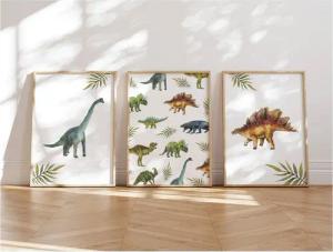 MeinBaby123® Poster Dinosaurier Poster, Dinosaurier Bilder, Babyzimmer Deko, Kinderzimmer Wandbilder