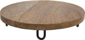 Meinposten Dekoschale Dekobrett Holz Mangoholz Holzbrett Brett Mango Teller mit Füßen Ø 30 (1 St), Rundes Holzbrett aus Mangoholz mit 4 kleinen Füßen aus Metall