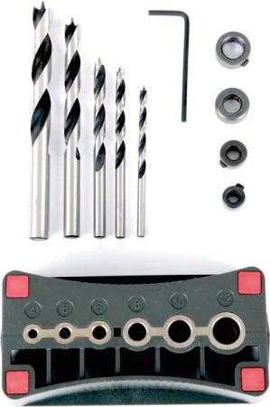 MEISTERCRAFT Bohrersatz Bohrerset, (11-tlg), Holzbohrer Set inkl. Bohrschablone - Spiralbohrer