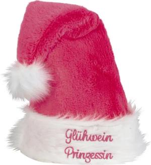 Mel-O-Design Bommelmütze Nikolausmütze "Glühwein Prinzessin" oder "Team Glühwein" (Weihnachts Mütze Weihnachts Kostüm, Pink) mit lustiger Stickerei