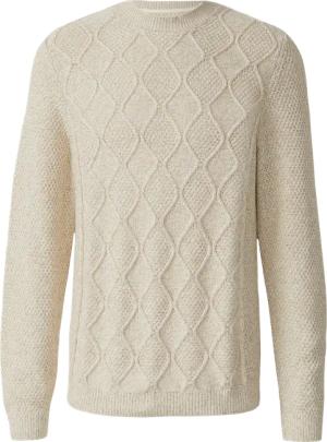 Melierter Baumwoll-Strickpullover mit Zopfmuster