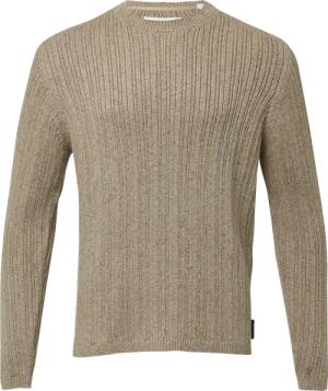 Melierter Strickpullover mit Rippstruktur