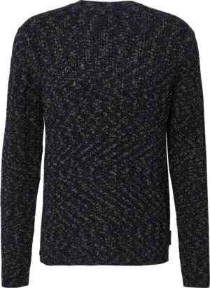 Melierter Strickpullover mit Rippstruktur