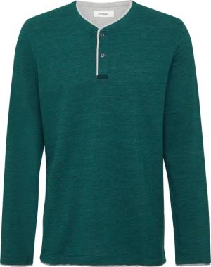 Meliertes Piqué-Henleyshirt mit Kontrast-Details