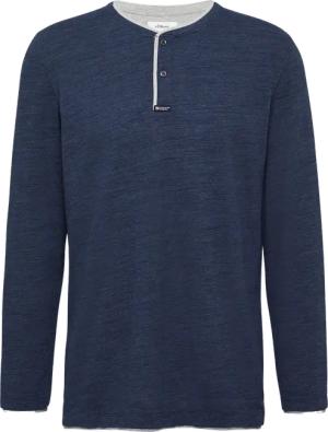 Meliertes Piqué-Henleyshirt mit Kontrast-Details