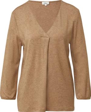 Meliertes Shirt mit V-Ausschnitt und elastischen Ärmelbündchen