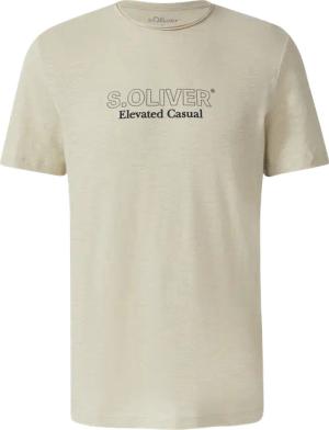 Meliertes T-Shirt mit Rollkante und Frontprint