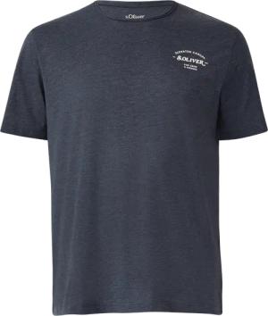 Meliertes T-Shirt mit Rollkante und Frontprint