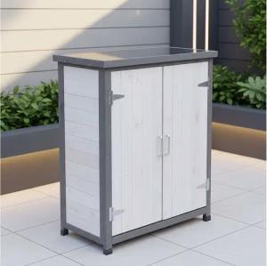 Melko Garten-Geräteschrank Geräteschrank Gartenschuppen Gartenschrank Aufbewahrungsschrank, BxT: 75x40 cm, Dezente Panel-Optik in modernem weiß/grau