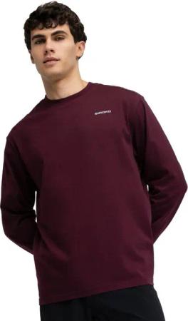 Men Cycling 's long sleeve cotton gravel t-shirt Rutted Burgundy Red