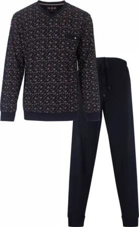 M.E.Q. Schlafanzug Herren Pyjama lang mit Bündchen (2 tlg) Baumwolle