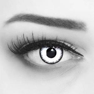 MeralenS Monatslinsen Farbige Zombie Halloween Kontaktlinsen mit Sehstärke 'Lunatic' weiß