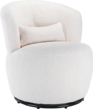 Merax Drehsessel, mit Teddyplüsch Bezug,360° drehbar,Relaxsessel mit Zierksissen