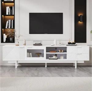 Merax Lowboard modern Fernsehschrank (1 St., Modernes TV-Möbel für 80-Zoll-Fernseher), TV-Schrank mit 2 Türen, 2 Schubladen & 3 Ebenen Stauraum,200x40x50.5cm