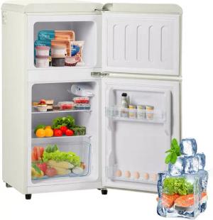 Merax Table Top Kühlschrank BCD-86, 87 cm hoch, 42 cm breit, Retro Gefrier/Kühl