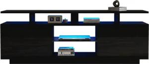Merax TV-Schrank mit Hochglanzfront,Lowboard mit LED,Fernsehtisch,TV-Ständer,B:140cm