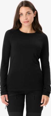 Merinoshirt Damen langarm 100 % Merinowolle - schwarz