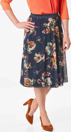 Mesh-Rock im floralem Druck - marine / gemustert - Gr. 24 von Goldner Fashion