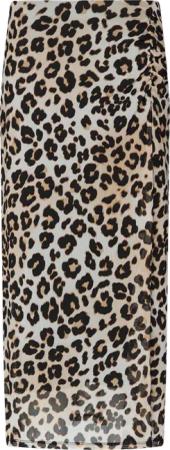 Mesh-Rock mit Raffdetail und Leo-Print