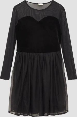 Meshkleid mit Glitter-Samt und Tüllrock