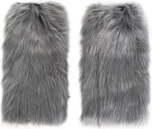 Metamorph Kostüm Fellstulpen grau, Flauschige Legwarmer aus farbigem Kunstfell