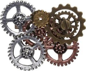 Metamorph Kostüm Steampunk-Brosche, Ein Satz Zahnräder zum Anstecken