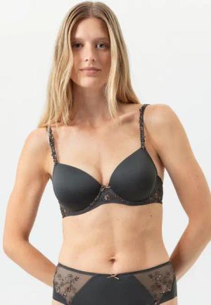 Mey Bügel-BH Mey female Bi-Stretch-BH Serie Delightful Uni (1-tlg., 1) Elastische Bi-Stretch-Schale, Floraler Stickerei, sexy Komfort