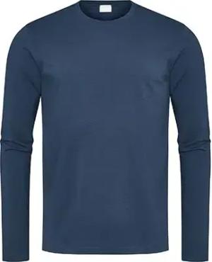 Mey Herren Longsleeve blau Baumwolle unifarben
