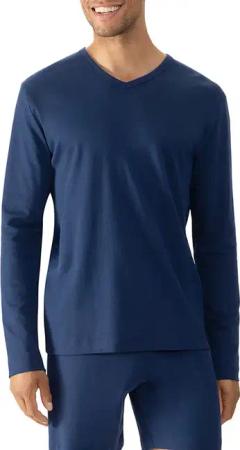 Mey Herren Longsleeve blau unifarben