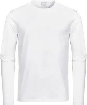 Mey Herren Longsleeve weiß Baumwolle unifarben