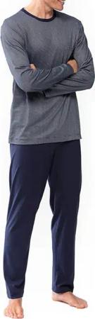 Mey Herren Pyjama blau Baumwolle & Mix unifarben