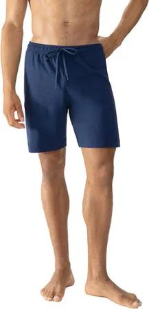 Mey Herren Pyjamashorts blau Jersey-Baumwolle unifarben