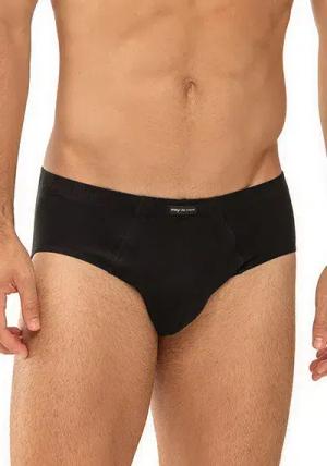 Mey Herren Slip schwarz Baumwolle unifarben