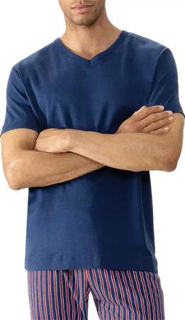 Mey Herren T-Shirt blau unifarben