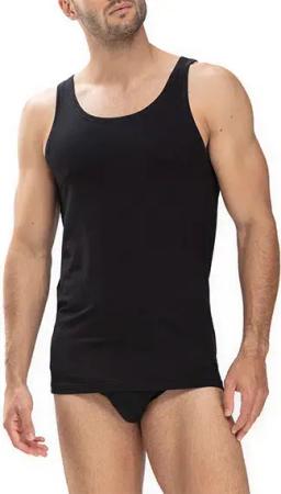 Mey Herren Tanktop schwarz Baumwolle unifarben