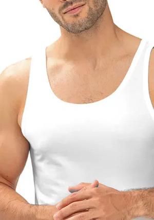 Mey Herren Tanktop weiß Baumwolle unifarben