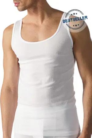 Mey Herren Tanktop weiß Baumwolle unifarben