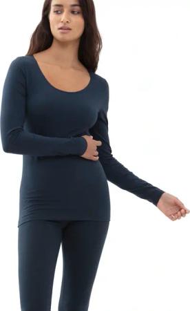 Mey Langarmshirt "Cotton Pure" Tiefer Rundhalsausschnitt