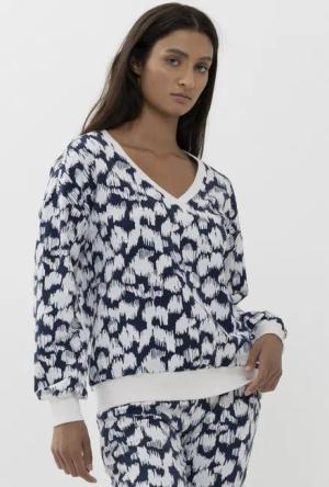 Mey Pyjamaoberteil Damen Serie Caren Ausgefallener Print (1-tlg)
