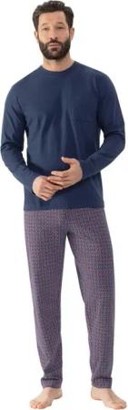 Mey Schlafanzug Red Tile Langarm-Shirt mit Brusttasche