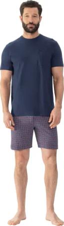 Mey Shorty "Red Tile" 2 tlg. Brusttasche, kurzärmelig, Hose gemustert, Oberteil uni