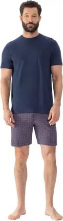 Mey Shorty Red Tile (2 tlg) Brusttasche, kurzärmelig, Hose gemustert, Oberteil uni