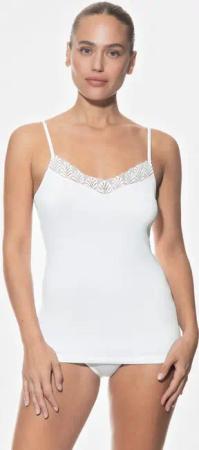 Mey Spaghettitop Damen Serie Emotion Elegance Uni (1-tlg) Spitzenverzierungen, Viskose-Mix, Feinripp, V-Neck