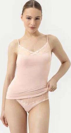 Mey Spaghettitop Serie Pretty Sense Uni (1-tlg) Ohne Seitennähte, Fließender Stoff, florale Spitze