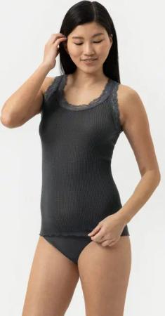 Mey Trägertop Serie Wool Expressive Uni (1-tlg) Top mit femininer Spitze, Wolle-Seiden-Mix, Feinripp, Rollsaum