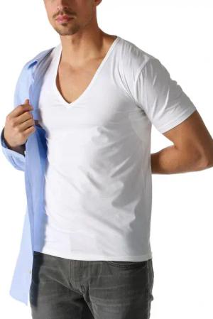 Mey Unterziehshirt "Dry Cotton Functional" Kurzarm, tiefem V-Ausschnitt, Single Jersey, mit extra-langem Rücken